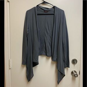 Dark Grey Fitted Cut Long Front Cardigan